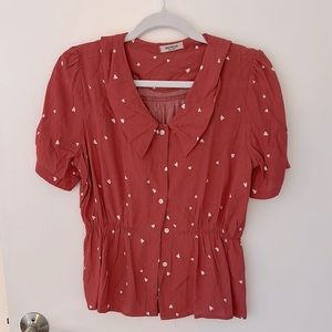 Pink heart Peter Pan collar blouse